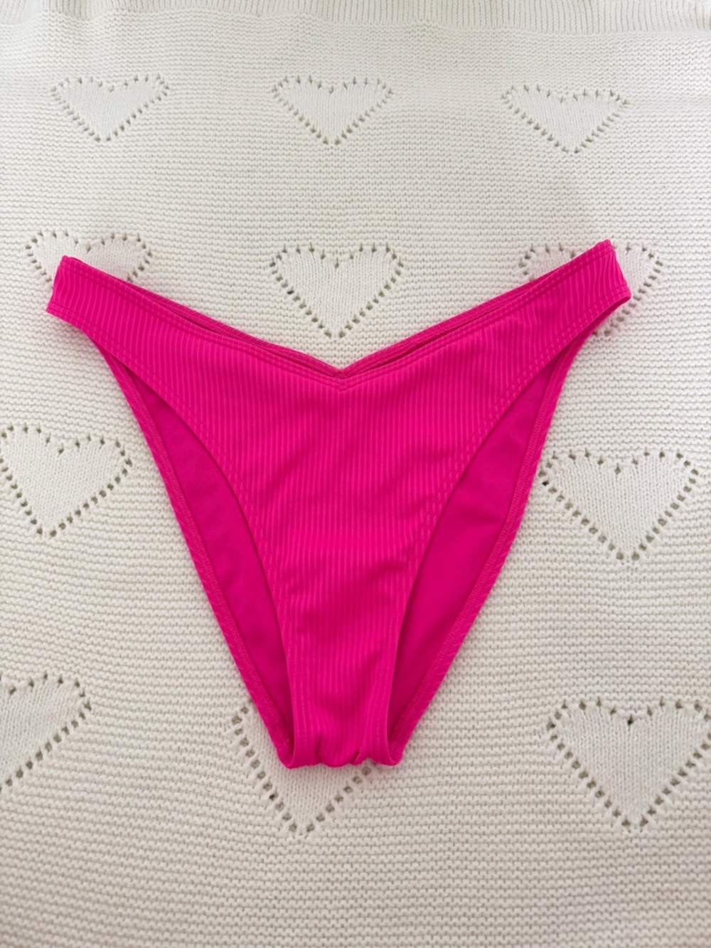 Hollister Ribbed Neon Pink Cheeky Bikini Bottom Small
